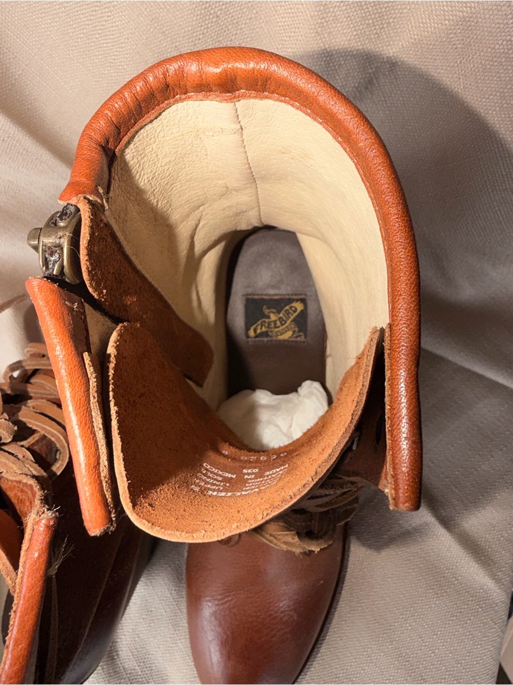 Freebird by Steven Cognac Lace-Up Leather Ankle Boots with Side Zipper - Picture 6 of 6